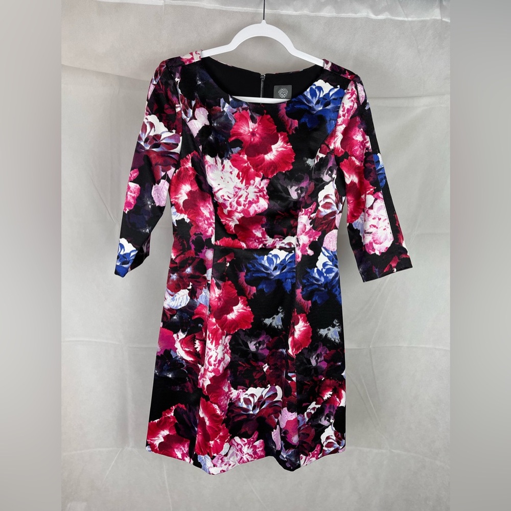 Vince Camuto Floral Print Shift Dress Size 6 Multicolor